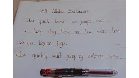 All Alphabets Sentences English Handwriting With Fountain Pen YouTube