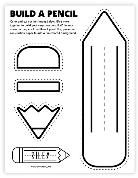 Free Printable Build A Pencil Craft Pjs And Paint