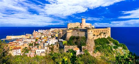 View of Beautiful Coastal Town Gaeta with Aragonese Castle. Land Stock ...