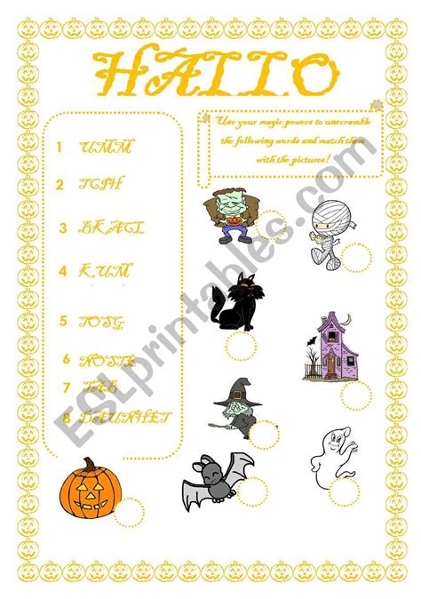 English Worksheets Unscramble The Words Halloween