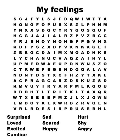 My Feelings Word Search Wordmint