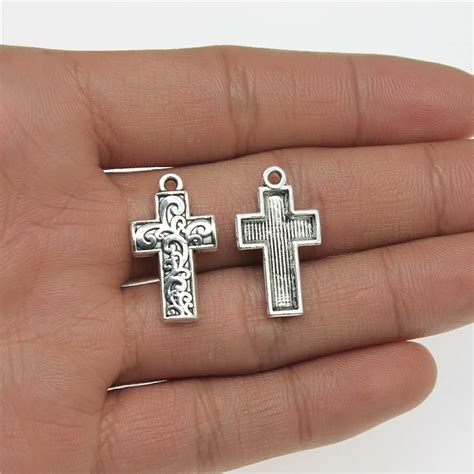 Pcs Antique Silver Tone X Mm Cross Charms Pendant For Jewelry