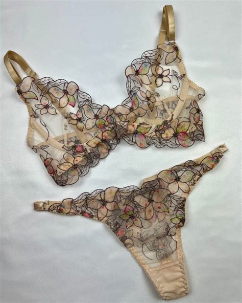 Iris Nude And Rainbow Lace Bra Beige Bra Nude Bra Silk Bra Etsy