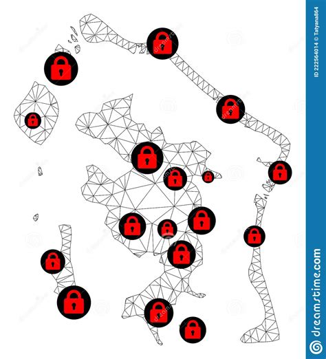 Lockdown Polygonal Carcass Mesh Vector Map Of Bora Bora Stock Vector