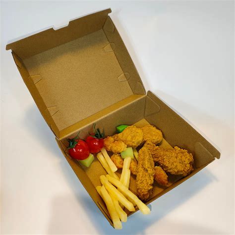 Corrugated Paper Box Hamburger Packing Box Plain Kraft Hamburger Box