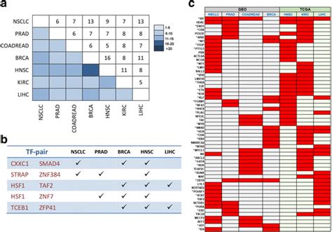 Highly Disrupted Tfs Across Diverse Cancer Types A Heat Map Of Highly