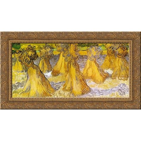 Sheaves Of Wheat 24x14 Gold Ornate Wood Framed Canvas Art By Vincent