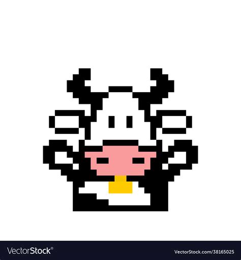 Pixel cow image for game assets Royalty Free Vector Image