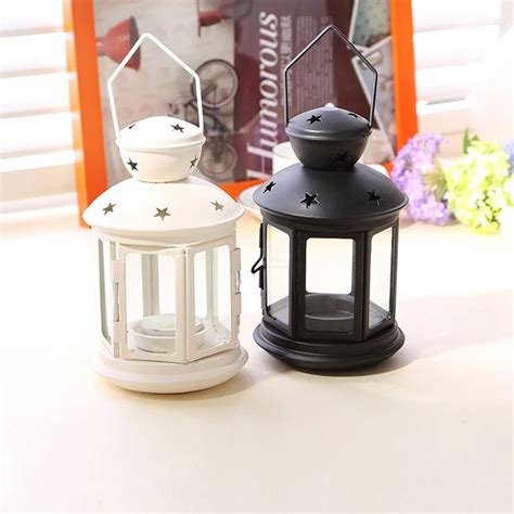 European Style Iron Craft Glass Lantern Candle Lantern Candle Holders Decoration Photography