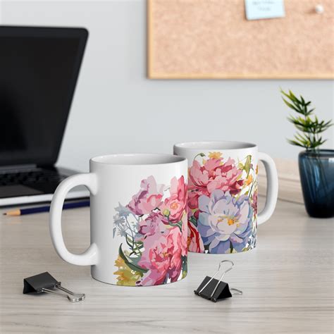 Colorful Peony Mug Flowers Pink Peonies Peony Etsy