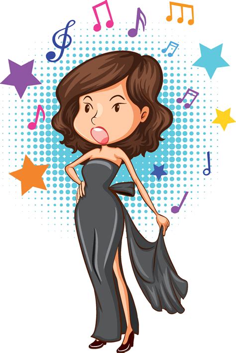 Female singer cartoon character 9381783 Vector Art at Vecteezy