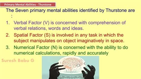 Intelligence Theories Two Factor Theory Spearman Primary Mental