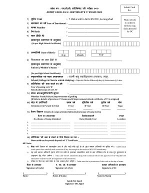 Fillable Online How To Fill Up Admit Card Form For Ncc A Certificate