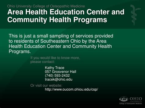 Ppt Ohio University College Of Osteopathic Medicine Area Health Education Center And Community