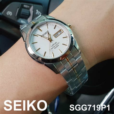 Seiko Sgg719p1 Quartz White Dial With Gold Tone Index And Hands Sapphire Glass Two Tone Stainless