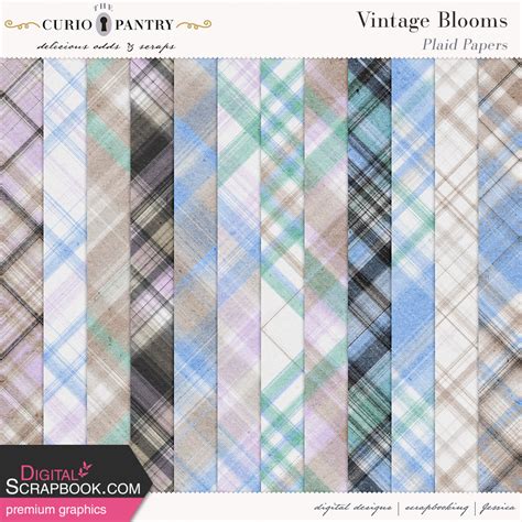 Vintage Blooms Plaid Papers By Jessica Dunn Graphics Kit