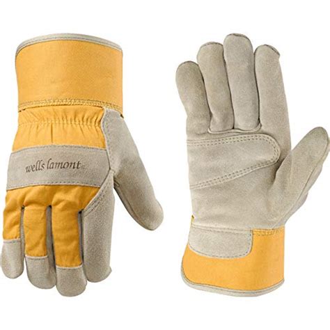 Womens Heavy Duty Leather Palm Work Gloves With Safety Cuff Wells