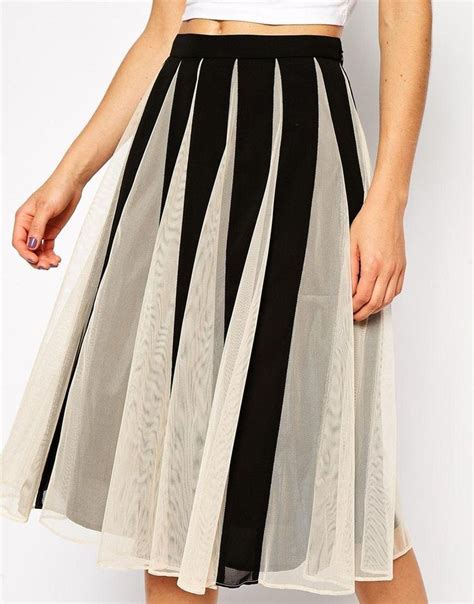 Asos Asos Pleated Midi Skirt With Mesh Inserts At Asos Skirts Pleated Midi Skirt Midi Skirt