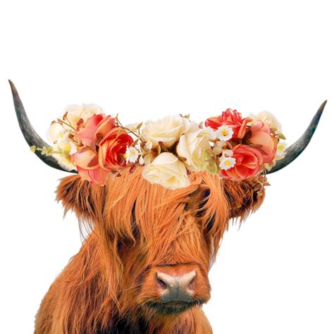 Highland Cow With Flower Crown Large Downloadable File - Etsy