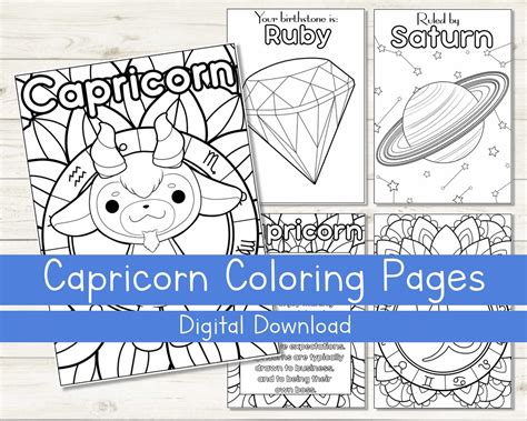 Capricorn Coloring Pages Astrological Sign Coloring Pages Cute Zodiac