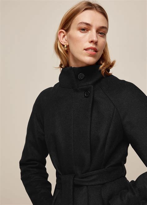 Black Funnel Neck Coat Whistles Whistles Whistles Funnel Neck