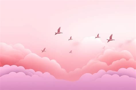 Premium AI Image | Birds flying in the sky with pink clouds and pink ...