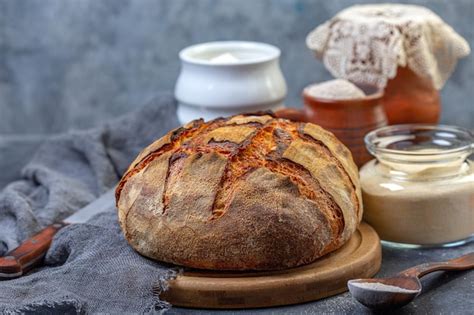 Premium Photo | Loaf of homemade sourdough bread