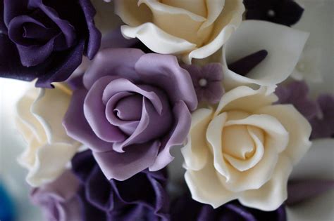 Purple Rose Cascade Wedding Cake Bakealous