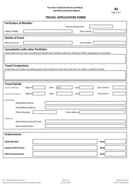 Fillable Online Wa Scouts Org Travel Application Form B Scouts