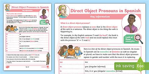 👉 Spanish Grammar Direct Object Pronouns Worksheet