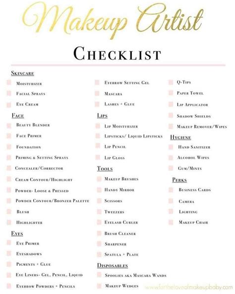 Mua Checklist Makeup Artist Kit Essentials Makeup Artist Tips