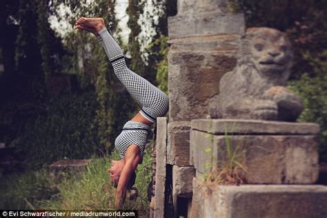 German flight attendant shows off her yoga skills | Daily Mail Online