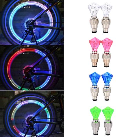 Pcs Lot Diamond Shape Car Motor Bike Bicyle Tyre Valve Caps Led Light