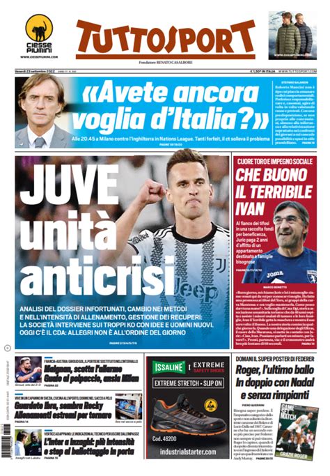 Prima Pagina Tuttosport Ansia Milan Guaio Al Polpaccio Per Maignan