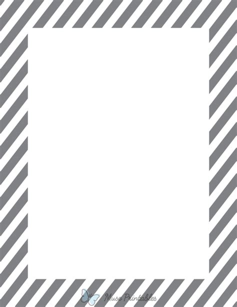 Printable Gray And White Diagonal Striped Page Border