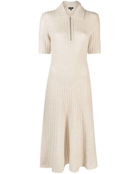 Theory Wool Cable Knit Midi Dress In Natural Lyst