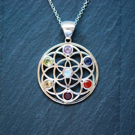 Flower Of Life Chakra Necklace Sterling Silver Cubic Etsy Chakra