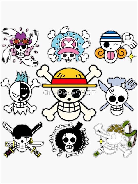 "One Piece all logos" Sticker by OnePieceSHOP | Redbubble