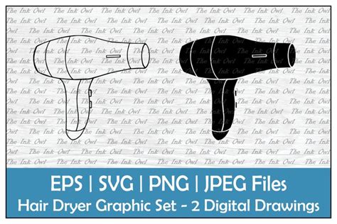 Hair Blow Dryer Outline Silhouette Vector Clipart