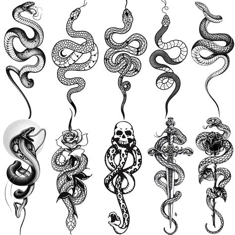 Buy Sheets Geweir Realistic Snake Temporary Tattoos For Women Men