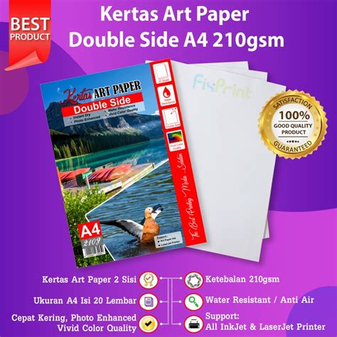 Pcs Kertas Art Paper A Gsm Gsm Print Foto Photo Double Side