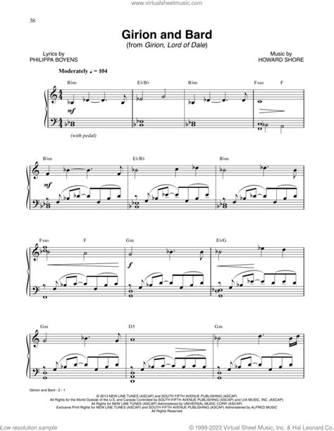 Girion And Bard From The Hobbit The Desolation Of Smaug Sheet Music