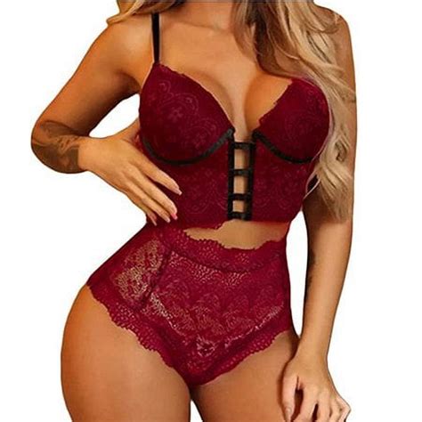 Sinhoon Women Sexy Lingerie Set Female Lace Bra And High Waisted Panty