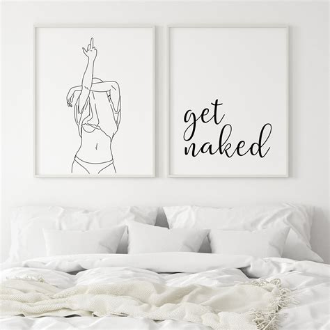 Bathroom Wall Art Decor Get Naked Print Get Naked Line Art Etsy