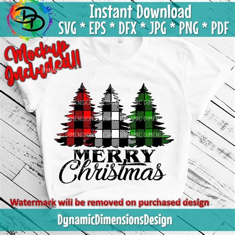 Merry Christmas Svg Christmas Tree Svg Buffalo Plaid Svg Etsy