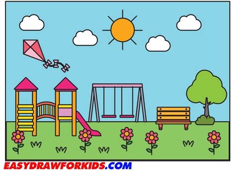 How To Draw A Park 10 Steps With Pictures