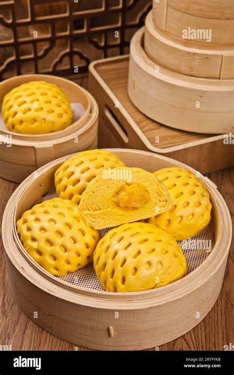 Steamed Custard Buns Nai Wong Bao Chinese Bun Bao Zi Stock Photo Alamy