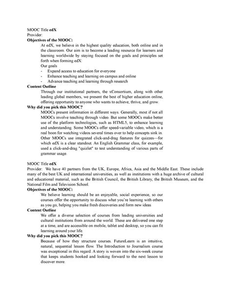 Episode 11 FS11 Field Study Answers MOOC Title EdX Provider