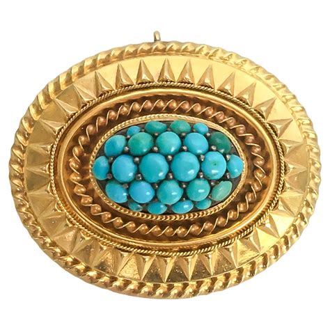 Antique Early Victorian Woven Hair Turquoise Gold Bow Brooch For Sale At 1stdibs