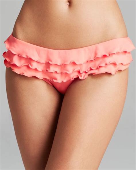 Ondademar Every Day In Colors Ruffle Bikini Bottom In Pink Coral Lyst